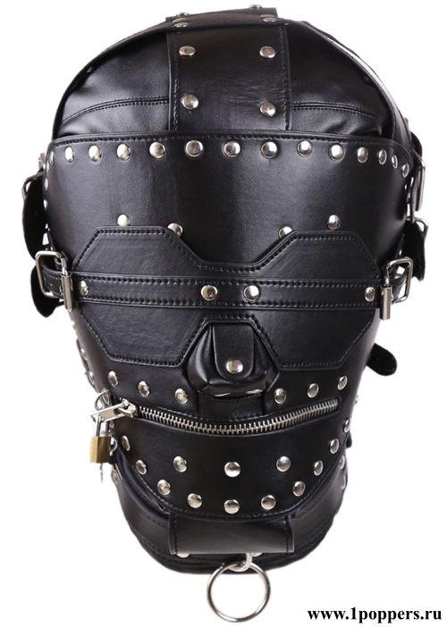 Маска шлем для BDSM сессий из кожи