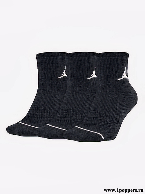 Комплект премиальных носков для спорта и отдыха Nike Everyday Max Ankle Jordan Jumper 3 пары черного цвета