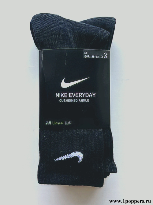 Качественные мужские спортивные носки Nike Everyday Cushioned 3 пары черного цвета купить по низкой цене