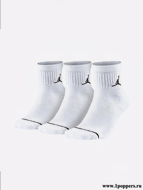 Комплект премиальных носков для спорта и отдыха Nike Everyday Max Ankle Jordan Jumper 3 пары белого цвета