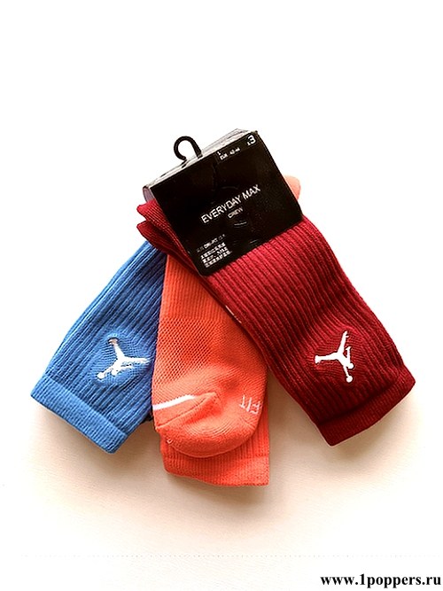Яркие и удобные премиальные носки Nike Everyday Max Crew Jordan Jumpman три стильных, цветных и модных пары спортивных носков в комплекте