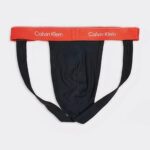 Мужские трусы джоки Calvin Klein icon cotton stretch черные с красным поясом